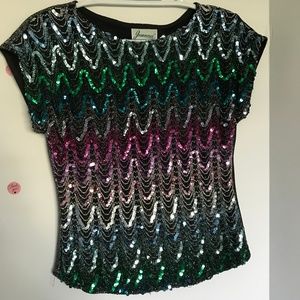 Joanna vintage glittery Holiday  top Sz S (A-59)